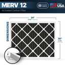 BNX TruFilter 20x24x1 MERV 12 Odor Defense (2-Pack) AC Furnace Air Filter with Activated Carbon - MADE IN USA - Pleated Air Conditioner HVAC AC Furnace Filters - Removes Odor, Mold, Bacteria, Smoke