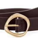 XZQTIVE Women's Faux Leather Belts with Gold Buckle, Fashion Casual Belt for Jeans Pants Dresses (Fit Mid-waist 38-44 inch, Chocolate Brown)