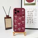 NITITOP Compatible with iPhone 17 Pro Case Cute Trendy Ribbon Bow Knot Star Aesthetic Design for Women Girls Stylish Soft TPU Silicone Shockproof Full Camera Protective Cover - Wine Red