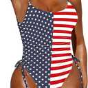 Pink Queen Womens One Piece Swimsuit Ruched High Cut Tummy Control Bathing Suit, Size M