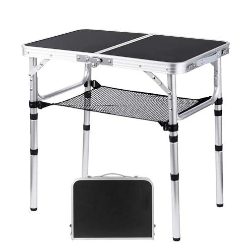 YihuiKo Folding Camping Table, Adjustable Height Folding Table, Portable Aluminum Small Folding Table with Carry Handle for Picnic, BBQ, Indoor, Office