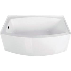 Aqua Eden VTDR603022L 60-Inch Acrylic Curved Apron 3-Wall Alcove Tub with Left Hand Drain Hole, White