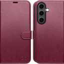 OCASE Compatible with Galaxy S25 Wallet Case, PU Leather Flip Folio Case with Card Holders RFID Blocking Kickstand [Shockproof TPU Inner Shell] Protective Phone Cover 6.2 Inch 2025, Burgundy
