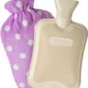 HomeTop Premium Classic Rubber Hot or Cold Water Bottle with Soft Fleece Cover (2 Liters, Purple) (67.63 Fl Oz (Pack of 1))
