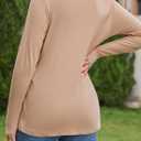 Dokotoo T Shirts for Women Casual Long Sleeve V Neck Lace Trim Tops Lightweight Solid Color Basic Tees Blouses (L)