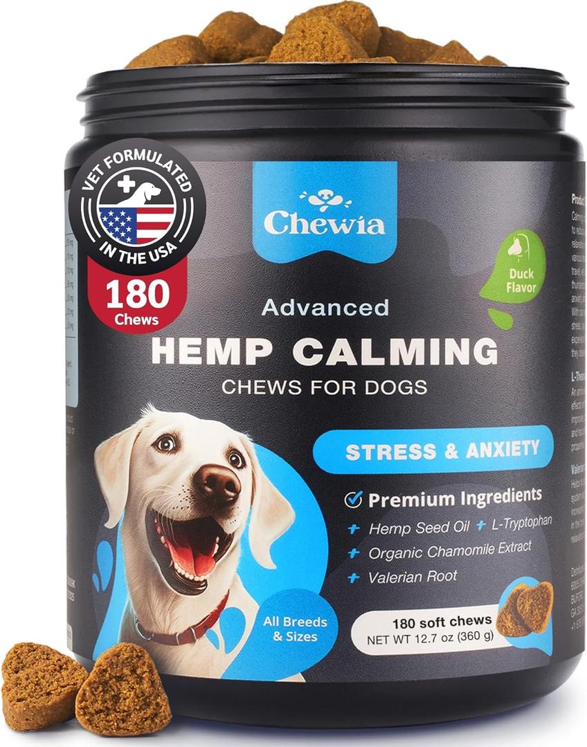 Soft Calming Chews for Dogs - Calming Chews for Dogs with Valerian Root, Melatonin, Vitamin B Complex & Chamomile Extract - Canine Treats for Fireworks, Grooming, Vet Visits, Thunderstorms, Exp 05/2026 (180 count)