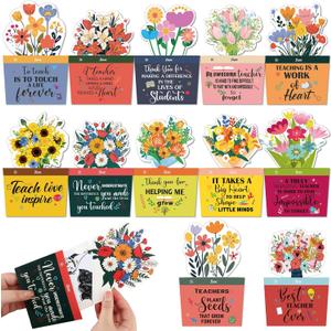 Motipuns 12 Pcs Teacher Appreciation Gift Cards Holders Bulk Teacher Gift Card Holder Flower Sunflower Money and Gift Card Sleeves for End of Year Best Teacher Appreciation Week Graduation Gifts