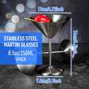4-Pack Stainless Steel Martini Glasses - Metal Martini Glasses, Unbreakable Travel-Ready Cocktail Glass Set, 8.5oz Shatterproof Barware with Sandblasted Finish, 4.72 inches x 6.3 inches