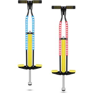 Leitee 2 Pcs Pogo Stick, Suitable for 80-160 Lbs, Soft Foam Jump Stick, Easy Grip Handles, for Beginners Teens Adults Outdoor Exercise Body Balance Keep Healthy(Blue, Red)