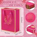 Sabary 30 Pcs Indian Return Paper Gift Bags for Wedding Bulk 9 x 7 Inches Hindu Religious Pooja Wedding Party Favor Bags with Handle Small Diwali Pouch for Indian Pooja Housewarming (Fuchsia), 1 Count