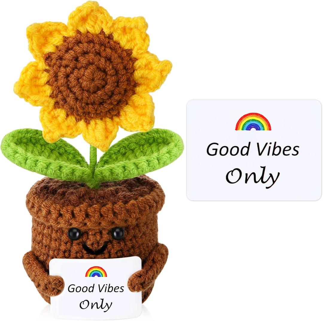 2 x Emotional Support Crochet Sunflower Gifts for Women, Positive Gifts for Women, Men