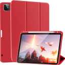 SIWENGDE Case for iPad Pro 11 Inch 4th/3rd/2nd Generation 2022/2021/2020 with Pencil Holder [Support iPad 2nd Pencil Charging] Slim Trifold Stand Smart Protective Cover, Auto Wake/Sleep(Red)