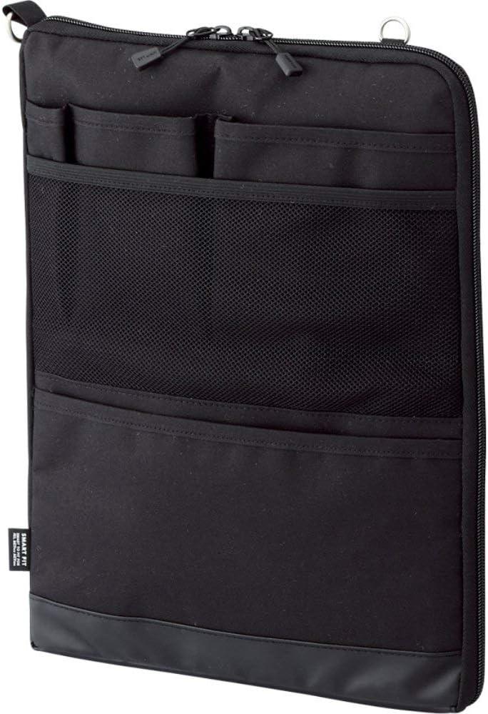 Lihit Lab Smart Fit ACTACT Stationery Inner Bag in Bag A4 Vertical - Black (Green Tea Set)