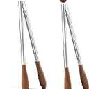 13 Inch Wooden Kitchen Cooking Tongs 2 Packs, Stainless Steel Salad Tongs with Walnut Wood Tip, Serving Food Toaster, Grilling Outdoor BBQ, Smooth Locking & Hanging Cooking Utensils (Tan Brown)
