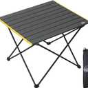 Portable Folding Camping Table, Large Compact Aluminum Beach Picnic Table, Lightweight Collapsible Outdoor Camp Tables That Folds & Rolls Up, Beach Gear Essentials Camp Accessories, Black