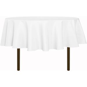 sancua 60 Inch Round Tablecloth (Fits 20-48 Inch Tables), Water Resistant Spill Proof Washable Polyester Table Cloth Decorative Fabric Table Cover for Dining, Buffet Parties and Camping, White
