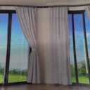 1 Inch Bay Window Curtain Rods Set 30-87 Inch Center Rod, 30-63 Inch Side Rods, Black Metal Iron Finish