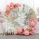 7.2ft World Map Round Backdrop Cover, Flannel Fabric Vintage Geographical Educational Adventure Circle Backdrop Cover, Chic Circular Arch Cover YMBXTPH322, 7.2X7.2ft