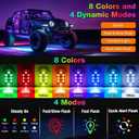 8PCS Magnetic Wireless Interior Car Lights, 8 Colors RGB Ambient Nightlight