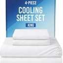 Cooling Sheets Set King Size - 4 Piece Summer Bed Sheets for Hot Sleepers & Night Sweats - Ultra Soft & Silky Smooth, Cooling Bed Set - Breathable and Lightweight with Deep Pockets 8" to 16" - White
