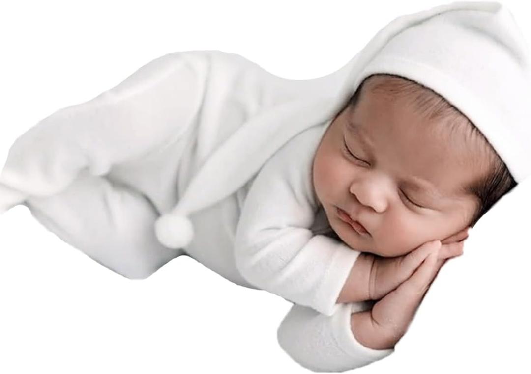 Newborn Baby Photography Bodysuits Outfits Boy Girl Infant Photo Crochet Romper Outfit (White2)