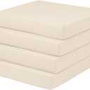 Outdoor Chair Cushions Set of 4 Fade Water Resistant, Patio Furniture Cushions with Non-Slip Ties, Square Cushions for Outdoor Furniture and Lawn Dining Chairs, 18.5 x 16 x 3, Beige