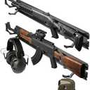 BoldByPIN Gun Wall Mount Racks, Wall Mounted Rifle Rack with Adjustable Hooks for All Guns, Shotgun, Rifle Storage & Display - 2 Pack