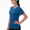 MAGCOMSEN Crewneck Workout Shirts Women Quick Dry Short Sleeve Gym Running Athletic Exercising Shirts Medium Blue, XXL (Blue, XXL)