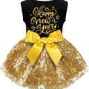 Dog Happy New Year Outfit Dog Dress New Years Pet Costumes for Dogs Funny Puppy Dress with Bow for Small Medium Dogs Girls Cats (Large)