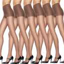 Hanes Silk Reflections Control Top Reinforced Toe Silky Sheer Pantyhose, Barely There, Size AB (Pack of 6)
