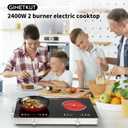 GIHETKUT Electric Cooktop,110V 2400W Stove top, Countertop Cooktop with 9 Power Levels, LED Display,Child Safety Lock, Timer,Knob and Touch Control 2 Burner Electric Cooktop