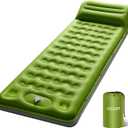 OGERY Sleeping Pad, Ultralight Inflating Sleeping Pad for Camping with Pillow Built-in Foot Pump, 6" Extra-Thick Reinforced Camping Pad for Hiking, Backpacking, Tent, Single,Green