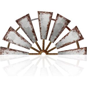 Yookeer Farmhouse Living Room Wall Decor Wood Windmill Rustic Wooden Wall Art Decorative Windmill Sculpture Home Decor for Bedroom Nursery Dorm Home(11.4 x 5.5 Inches,Semicircle)