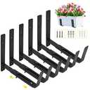 LukLoy Window Planter Box Brackets, 6 Pack Adjustable Heavy Duty Wall Mount Window Flower Boxes Outdoor with Bracket (6 to 12 in), with 70lbs Capacity, Black