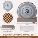 Cutting Board Set, Checkered Wood & Glass Cutting Boards for Kitchen, Retro Record Style Chopping Board with Holder, Serving Tray Gift Set, Ideal for Meat, Bread, Vegetable, Fruit