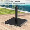 Patio Umbrella Base 43lbs Outdoor Umbrella Stand with Wheels, Heavy Duty Square Concrete Stand Market Umbrella, Black