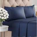 Full Size 4 Piece Sheet Set - Comfy Breathable & Cooling Bed Sheets Set - Hotel Luxury Bedding for Women, Men, Kids, Teens, Boys & Girls - Deep Pockets, Ultra-Soft, Wrinkle Free - Oeko-Tex - Navy Blue