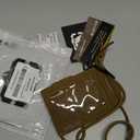 Tactical ID Badge Holder with Lanyard - Slim RFID Blocking Card Holder with Hook & Loop Back & 2 Card Slots Credit Card Organizer for Men (Brown)