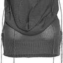 Women Sleeveless Cropped Crop Top Hoodies Sweater Knit Punk Hip Hop Dance Sexy Rave Cloth (Large, Gray)