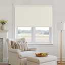 Blackout Roller Shades Cordless Blinds for Windows, Free-Stop Shades with Valance, Thermal Insulated Linen Fabric UV Protection Natural Woven Cream Blinds for Home and Office Ivory 46" W x 72" H