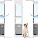 Dog Door for Sliding Glass Door with Magnetic Flat, Installed on Either Left or Right SideSliding Door Pet Doggie Door Insert with Lock, Adjustable Height No-Cut Required Doggy Door, Extra Large 14.5''23.4'' Flap Size