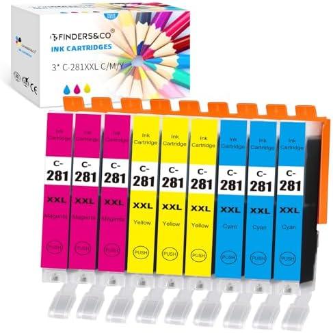 F FINDERS&CO CLI-281 XXL Cyan Magenta Yellow Only6 Color Ink Cartridges Replacement for Canon 280 281 Ink Work with Canon PIXMA TR7520 TR8520 TR8620 TS8220 TS8320 (3X 281 C/M/Y)