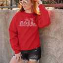 FAYALEQ Christmas Sweatshirt Women Merry Christmas Shirt Pullover Xmas Graphic Long Sleeve Tops (Red, M)