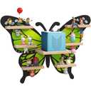 Eostbe Green Butterfly Tonie Shelf for Tonie and Box - Magnetic Wooden Floating Shelf for Figure Storage,Cute Tonie Wall Shelf for 10-15 Character,Tonie Box Shelf Wall Mounted for Kids.