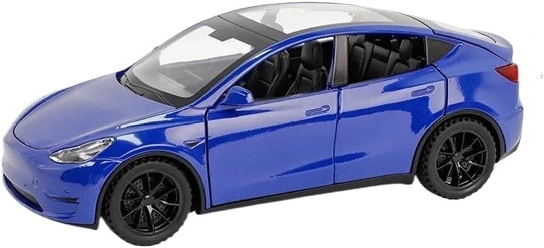 1:32 for Tesla Model Y Alloy Car Model Diecast Metal Car Model Simulation Sound and Light Collection Boy Gift Simulation Vehicle Playset(Blue)