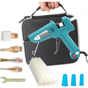 Professional Hot Glue Gun Kit with Case, Full Size Hot Glue Guns Luxury Set with 4Pcs Different Interchangeable Copper Nozzle Set and Glue gun Sticks 12Pcs