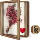 TJ.MOREE Shadow Box Display Case 13 x 16 Flowers Shadow Box Frame with Glass Window Picture Frame Wedding Bouquet Memorabilia Medals Photos Memory Box for Keepsakes (Carbonized)