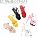 Womens Platform T-Strap High Stiletto Heel Sandals Fashion Slingback Round Peep Toe Thick Sole High Heels With Adjustable Ankle Strap Buckle For Party Prom 38