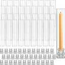 36 Set Christmas Glass Hurricane Candle Holders 12.6" Open Ended Glass Candleholder Tube Shape Bottomless and 2.2" Taper Clear Candlestick Holders for Wedding Party Table Centerpiece (Clear)