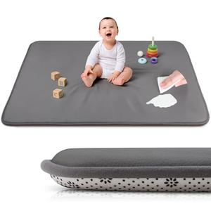 Baby Floor Play Mat,Soft Thick Foam Padded Tummy Time Playpen Mat,Waterproof Wipeable Kids Playmat for Babies 6-12 Months,Non-Slip Bottom for Crawling to Nursery Grey